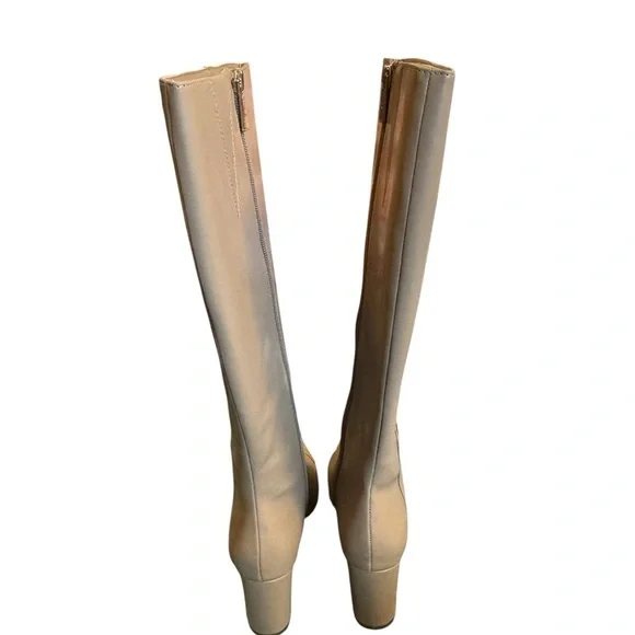 Anne Klein Sawyer Faux Leather KneeHigh Tan Boots Size 8.5 Standard Calf Stretch - Picture 4 of 11